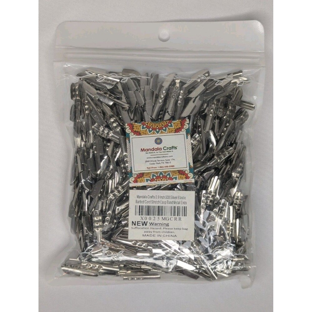 Mandala Crafts 0.9 Inch Silver  Barbed Cord Ends